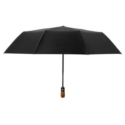 Personalisiertes Logo Druck 23&quot;*10k Sonnenschirme Holzgriff automatisch öffnen und schließen 3fach