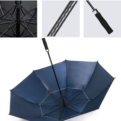 Winddichtes UV-Blocking-Golfschirm mit Glasfaserribben und falschem Doppelschichtdesign