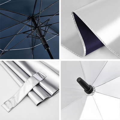 Winddichtes UV-Blocking-Golfschirm mit Glasfaserribben und falschem Doppelschichtdesign