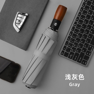 3 Klapp-Automatischer Geschäftsschirm mit individuell bedrucktem Logo und Holzgriff