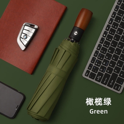 3 Klapp-Automatischer Geschäftsschirm mit individuell bedrucktem Logo und Holzgriff