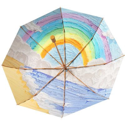 Klappbarer Werbe-Schirm Magie DIY Ölmalerei Kunst für weiblichen Sonnenschutz