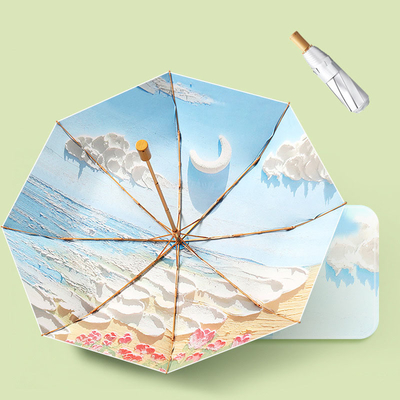 Klappbarer Werbe-Schirm Magie DIY Ölmalerei Kunst für weiblichen Sonnenschutz