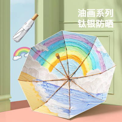 Klappbarer Werbe-Schirm Magie DIY Ölmalerei Kunst für weiblichen Sonnenschutz