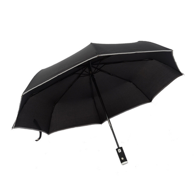 Erwachsene 3 Falte LED Taschenlampe Griff Schirm mit reflektierendem Streifen und winddichtem Deckel